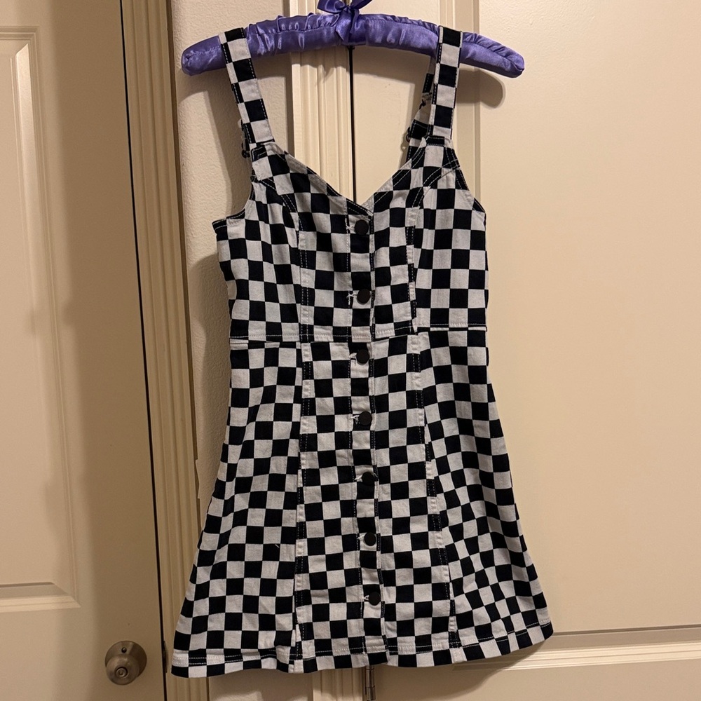 BDG Black and White Checkered Mini Dress